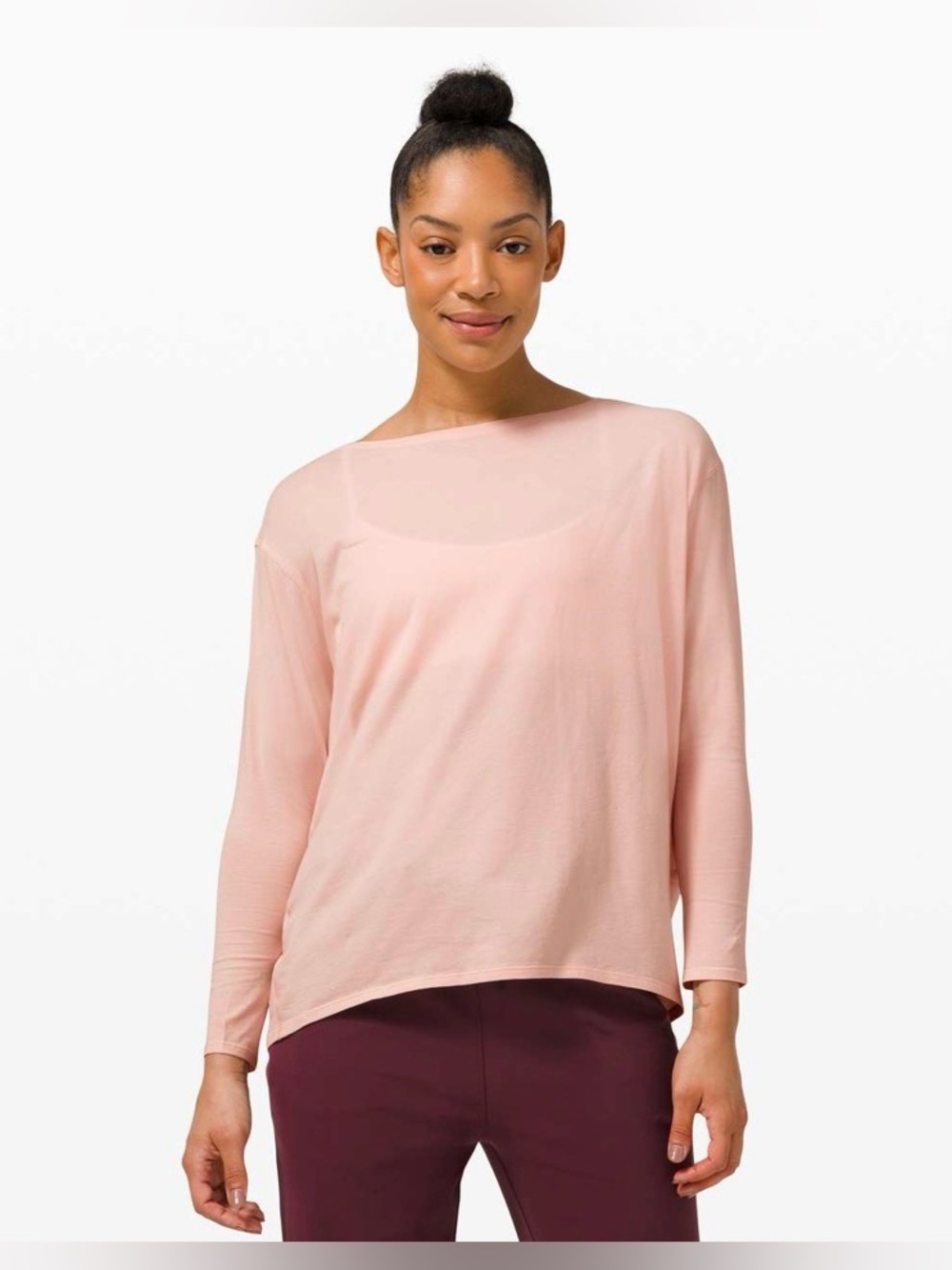 LULULEMON Back In Action long sleeve tshirt light pink